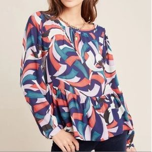 Anthropologie Maeve Cheyenne Peplum Blouse